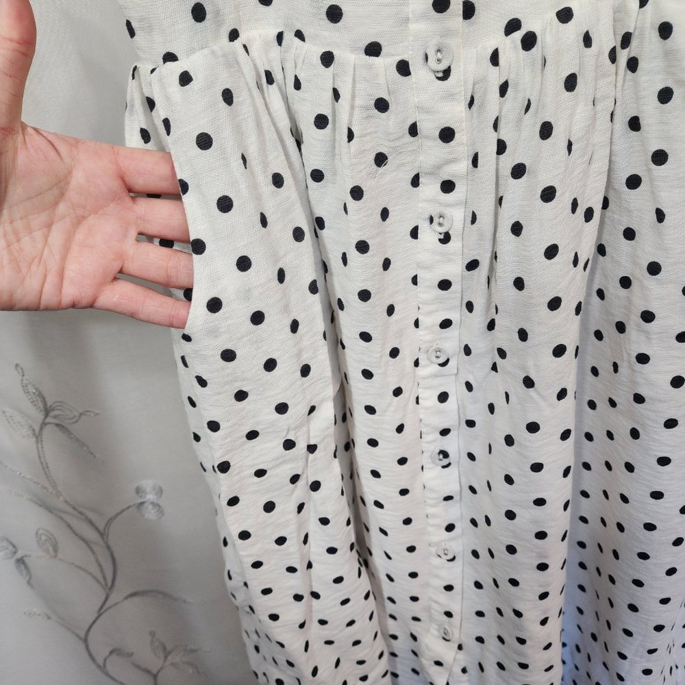 Black & White Polka Dot, Tie Top Dress with Adjustable Straps & Pockets! - Picture 5 of 12